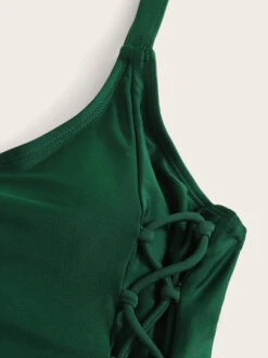 Floral Tankini Set Ruffle Hem Lace Up Cami Top & High Waisted Bottom & Shorts 3 Piece Bathing Suit -Curated Swimwear 1561363558467723638 thumbnail 405x552