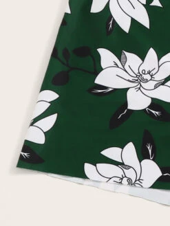 Floral Tankini Set Ruffle Hem Lace Up Cami Top & High Waisted Bottom & Shorts 3 Piece Bathing Suit -Curated Swimwear 15613635593272295969 thumbnail 405x552