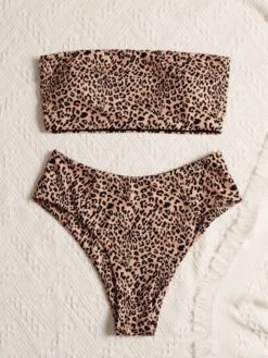 Leopard Bandeau High Waisted Bikini Swimsuit -Curated Swimwear 1591088011c4098a1a79dc158cfc99b74b107ae4ba thumbnail 405x552