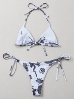 Chinese Dragon Bikini Set Triangle Bra & Thong Bottom 2 Piece Bathing Suit