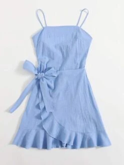 SHEIN WYWH Cut Out Tie Back Ruffle Trim Wrap Hem Slip Dress -Curated Swimwear 160930309454e6d062c418bbf05b7d8ed77a4af55f thumbnail 405x552