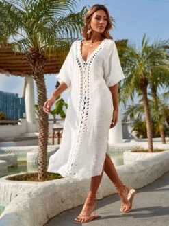 Plunging Neck Split Hem Cover Up -Curated Swimwear 16101613615fd3dd8ea707995e4f822bbaa607b35b thumbnail 405x552