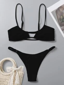 Textured Bikini Set Cutout Front Cami Top & High Cut Thong 2 Piece Swimsuit -Curated Swimwear 161361434096098050dbb481fdb7633f63c18df63a thumbnail 405x552