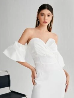 SHEIN Belle Off Shoulder Surplice Front Wedding Dress -Curated Swimwear 1617266945f516744b17da38e9c442461306e02494 thumbnail 405x552