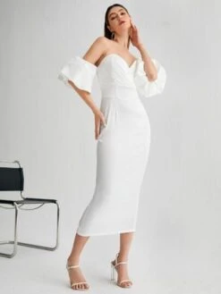 SHEIN Belle Off Shoulder Surplice Front Wedding Dress -Curated Swimwear 16172669483346069f01a6cc34d8307885bf88c2df thumbnail 405x552