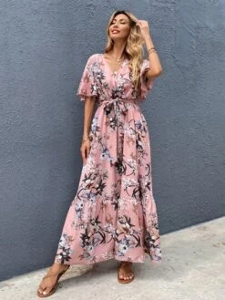 SHEIN VCAY Surplice Front Floral Print Belted Dress -Curated Swimwear 16213918679d6adb9bd50ba58a20549fb8935c5a33 thumbnail 405x552