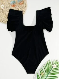 Ruffle Sleeve One Piece Swimsuit