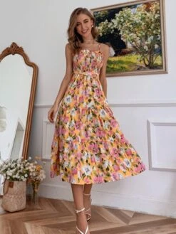 SHEIN VCAY Allover Floral Flounce Hem Cami Dress -Curated Swimwear 1624420310fc8d7597f02259211d5e33abf2d2d038 thumbnail 405x552