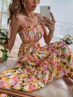 SHEIN VCAY Allover Floral Flounce Hem Cami Dress -Curated Swimwear 162442031750358f7151ee8ec0bcd19303a29da946 thumbnail 405x552