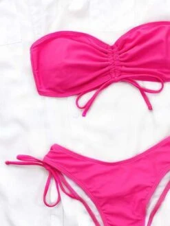 Plain Drawstring Bandeau Bikini Swimsuit -Curated Swimwear 1627373429edfe78dbe3c02bd2e87b471b5555103a thumbnail 405x552