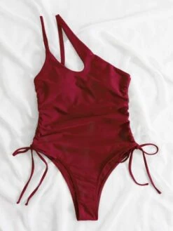 Drawstring Side One Shoulder One Piece Swimsuit -Curated Swimwear 16279548180355105691495b8178286c6d8a13ca3d thumbnail 405x552