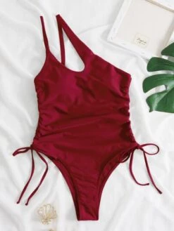 Drawstring Side One Shoulder One Piece Swimsuit -Curated Swimwear 1627954822ec4c87aa4f1754e8c59445c514d62146 thumbnail 405x552