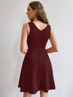 SHEIN Frenchy Plunging Neck Sleeveless Fit And Flare Dress