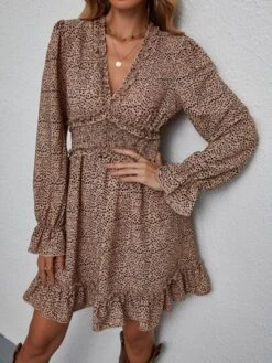 SHEIN Clasi Allover Print Frill Trim Dress -Curated Swimwear 16291566327a4407f4c2a6b3cb6517a1199d42658b thumbnail 405x552