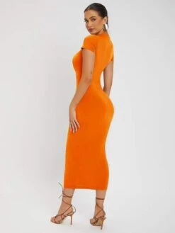 SHEIN SXY Solid Round Neck Bodycon Dress