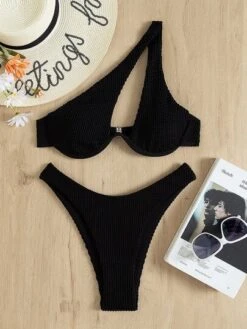 Textured One Shoulder Underwire Bikini Swimsuit -Curated Swimwear 1629442186b5652c0dfd26706a9a7b3a489a903f7c thumbnail 405x552