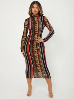 SHEIN SXY Geo & Striped Print Bodycon Dress -Curated Swimwear 163339731745436455406b86278f9d8c6c18de64f1 thumbnail 405x552