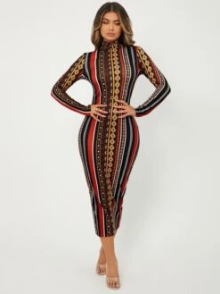 SHEIN SXY Geo & Striped Print Bodycon Dress -Curated Swimwear 1633397319ef93518c5a2941a6a41ab472aae2fad6 thumbnail 405x552