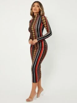 SHEIN SXY Geo & Striped Print Bodycon Dress -Curated Swimwear 16333973213e2b169a413eff24c31c07ad1755bd6b thumbnail 405x552
