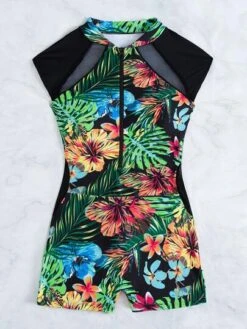 Tropical Print Zipper One Piece Swimsuit -Curated Swimwear 1634010139076266b3754d92add18e02bd9ab3b4b2 thumbnail 405x552