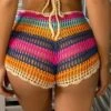 Striped Knitted Tie Front Cover Up Shorts -Curated Swimwear 16348849062714a8e76746a6876799148895d2546f thumbnail 405x552
