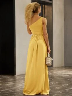 Joyfunear Twist Shoulder Belted Split Thigh Dress