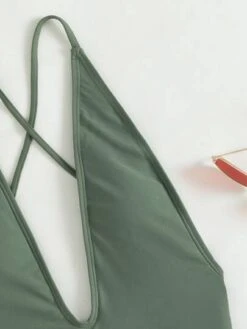 Plain Lace Up One Piece Swimsuit -Curated Swimwear 163558727020c37fb88882511230878d188c3957a5 thumbnail 405x552