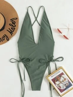 Plain Lace Up One Piece Swimsuit -Curated Swimwear 1635587278c71b9960598ce14feea0fd34e6dc7e97 thumbnail 405x552