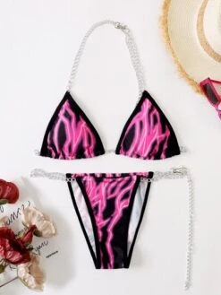 Lightning Print Bikini Set Chain Linked Micro Triangle Bra & Thong 2 Piece Swimsuit -Curated Swimwear 16366297867a83fb2ea3c80a2ab23ce2e52997c675 thumbnail 405x552