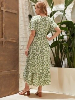 SHEIN Maternity Wrap Tie Side Allover Floral Dress