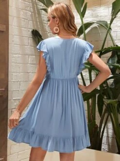 SHEIN Maternity Button Detail Flounce Hem Dress