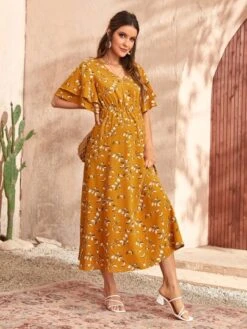 SHEIN Maternity Plant Print Layered Sleeve Dress -Curated Swimwear 1641431731a7cf788fc5b216868934a28030c2813f thumbnail 405x552