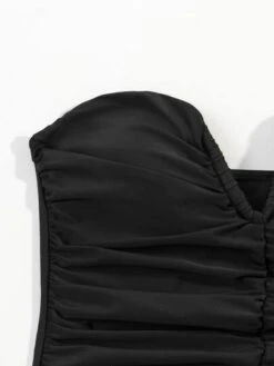 Solid Ruched V Wired One Piece Swimsuit -Curated Swimwear 1644823229170d5f113b92645f6feaf1a18db9f664 thumbnail 405x552