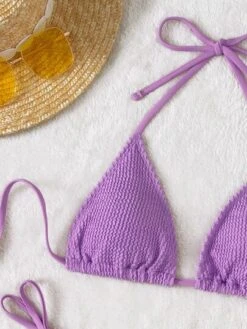 Textured Halter Triangle Tie Side Bikini Swimsuit -Curated Swimwear 16457586293e2dac9e3efb8d26b344e025d9a8d1ec thumbnail 405x552