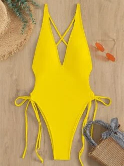 Tie Side One Piece Swimsuit -Curated Swimwear 1646272695857e98e2e6b126b6f3655029fb66c808 thumbnail 405x552