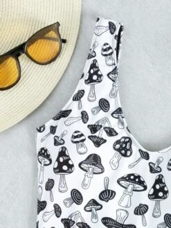 Mushroom Print Cut-out One Piece Swimsuit -Curated Swimwear 1646274585c2e1ffd3423ea1da9aa864e2708e5c60 thumbnail 405x552