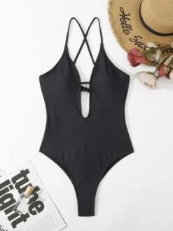 Criss-cross Tie Backless One Piece Swimsuit -Curated Swimwear 1647221122bcae159b6f0ba22c761b7fd16347b7b6 thumbnail 405x552