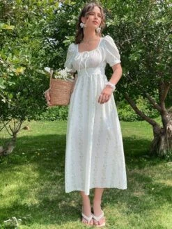 SHEIN Mulvari Allover Plants Print Square Neck Knot Front Dress -Curated Swimwear 1647499987976033ceb96bec82365279951bf91f01 thumbnail 405x552