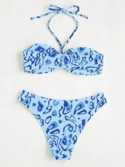 All Over Print Halter Bikini Swimsuit