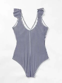 Striped Frill Trim One Piece Swimsuit -Curated Swimwear 164879037059263a312165905783d0bc8f8ae06298 thumbnail 405x552