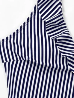 Striped Frill Trim One Piece Swimsuit -Curated Swimwear 16487903750ab67e68d18b1e103c329dd9b9a2c15f thumbnail 405x552