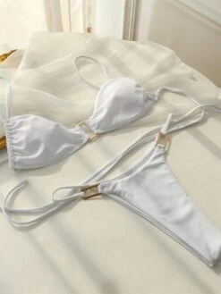 Plain Square Ring Linked Thong Bikini Swimsuit -Curated Swimwear 1648797284e6cc3c18a3866b4ffe8794cdb4cc0dd4 thumbnail 405x552