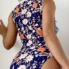 Floral Print Ruffle Trim Zip Front One Piece Swimsuit -Curated Swimwear 16497282204876b5296b6ef24a452973e2f99cea30 thumbnail 405x552