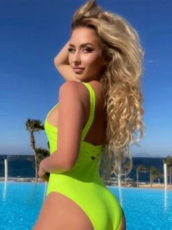 Plain Criss Cross One Piece Swimsuit