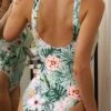 Tropical Print Knot Side Belted One Piece Swimsuit -Curated Swimwear 16509467365305e08c774c27db437b65d56d1942f9 thumbnail 405x552