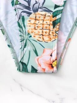 Tropical Print Knot Side Belted One Piece Swimsuit -Curated Swimwear 1650946743396e883687c8e73dfe34027e562b855a thumbnail 405x552