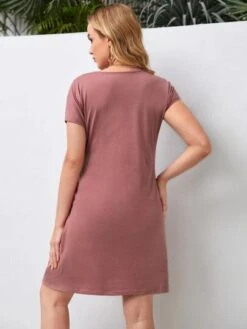 SHEIN Maternity Batwing Sleeve Knot Front Dress