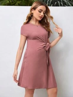 SHEIN Maternity Batwing Sleeve Knot Front Dress -Curated Swimwear 16511991575438b24ead79bbcb18fc3ca887277c7c thumbnail 405x552