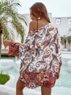 Paisley Print Batwing Sleeve Kimono