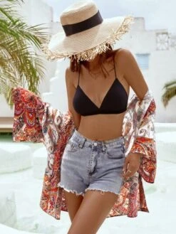 Paisley Print Batwing Sleeve Kimono -Curated Swimwear 1651814905c5c6184d6a634f34e8baa555f812b8df thumbnail 405x552